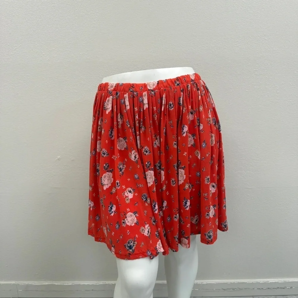 Torrid Orange Floral Mesh Skater Skirt - Size 4 (26)